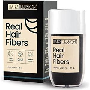 Hair Illusion - Afdekspray bij haaruitval, voor mannen en vrouwen, 100% echt haar, 18 g, zwart