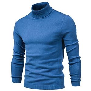 Wintertrui, Wintertruien for heren, warme, slanke gebreide truien, effen herentruien, casual for, herfstbreiwerk for(Md-blue,EUR S 50-55 kg)