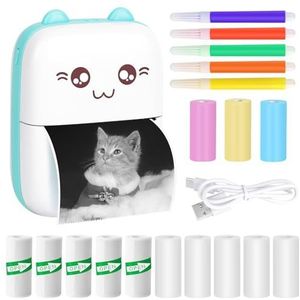 LDERFIV Draagbare mini-printer, thermo-fotoprinter, zakprinter, inktvrije printer, Bluetooth en wifi-printer, voor notities, afbeeldingen, foto's, dagboek