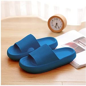 Dames Zomer Slippers Universele sneldrogend verdikte antislip sandalen dikke zool huis slippers badkamer schoenen zomer strand sandaal slipper Sloffen (Color : Blue, Size : 34-35(260mm))
