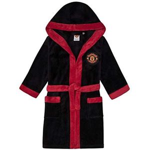 Manchester United FC - Fleece badjas met capuchon voor jongens - Officieel - Clubcadeau - Zwart - 13-14 jaar