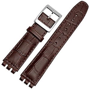 CBLDF Echt Lederen Armband Compatibel Met Stalen Horlogeband 17mm 19mm Polsband Blauw Rood Zwart Horlogebanden Vrouwen Man Horloge Riem Accessoires (Color : Brown silver buckle, Size : 19mm)