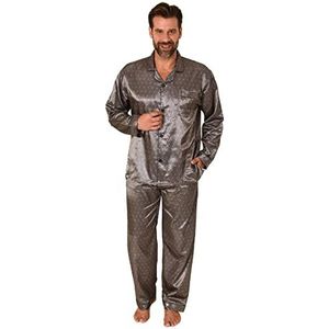 Normann Elegante satijnen pyjama voor heren, met knopen in minimalistische look, antraciet, 50