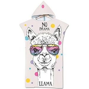 DOTBUY Strandponcho met capuchon, zomerhanddoek met plezier alpacapatroon voor heren, dames, microvezel, grote badjas, eenvoudige wisseling, sport, surfing, strandhanddoek (75 x 110 cm, F)