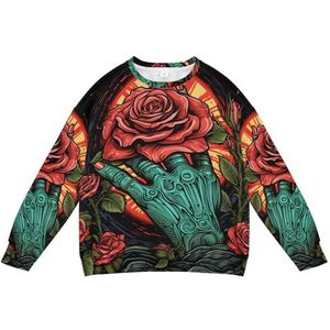KAAVIYO Rood Rose Blauw Hand Art Kids Sweatshirt Zachte Lange Mouw Trui Crewneck Tops Shirts voor Jongens Meisjes, Patroon, S