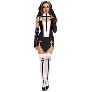 WEITING Sexy non kostuum volwassen vrouwen cosplay jurk met zwarte capuchon Halloween zusters cosplay feestkostuums-zwart-S