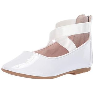 NINA Girls' Marissa Ballet Flat, White, 5 Medium US Big Kid