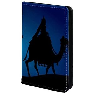 Gepersonaliseerde Paspoorthouder Paspoort Cover Paspoort Portemonnee Reizen Essentials Drie Wijze Mannen Bezoek Woestijn Camel Silhouet, Meerkleurig, 11.5x16.5cm/4.5x6.5 in