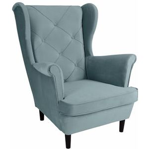 SEELLOO Comfortabele gestoffeerde fauteuil, armleunstoel, knuffelstoel, relaxstoel, woonkamer, oorstoel, modern, slaapkamer, lichtgrijs, 95 x 81 x 102 cm