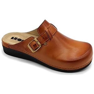 LEON 5000 Lederen Klompen Muiltjes Pantoffels Schoenen, Dames, Bruin, EU 38