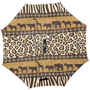 Jeansame Omgekeerde Paraplu's Dubbele Laag Winddichte Paraplu met C vormige Handvat voor Auto Gebruik Mannen Vrouwen Vintage Streep Camel Giraffe