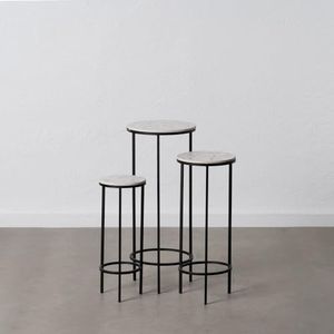 Set van 3 metalen plantentafels in zwart en grijs