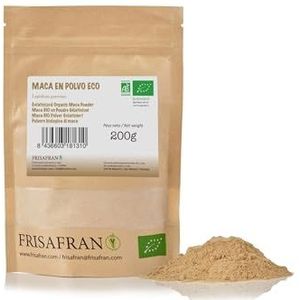 FRISAFRAN | Bio Andes Rauwe Macapoeder 200g | Maca Poeder | Gegelatineerde Peruaanse Maca | gemalen | Peruaanse maca | biologische macawortel | Natuurlijk | Glutenvrij | Rauwe | Gemalen Macawortel