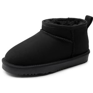 DREAM PAIRS Meisjes Jongens Laarzen Kids Winter Enkel Pluche Gevoerd Warm Sneeuw Schoenen Kid Korte Laarzen voor Kleine Kid/Big Kid, Zwart, 11 UK Child