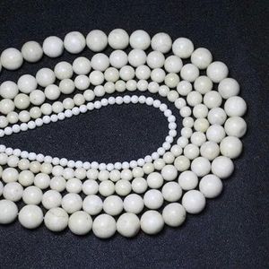 Zwarte Onyx Agaat Ronde Steen Kralen voor Sieraden Maken DIY Armband Ketting Hangers 4/6/8/10/12/mm Strand 15''-Wit Fossiel-6mm Ongeveer 60 stuks