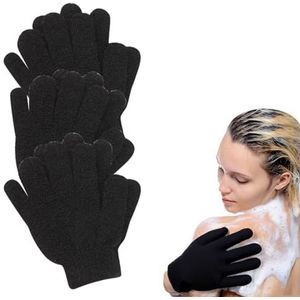 3 paar douchehandschoenen exfoliërend, diep schoon lichaam exfoliator scrub, dode huidverwijderaar douche lichaam scrub handschoenen voor douche, spa, massage en dode huidcelverwijderaar loofah