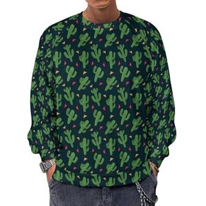 Cactus Sweatshirt voor heren, ronde hals, lange mouwen, lichtgewicht, casual pullover tops