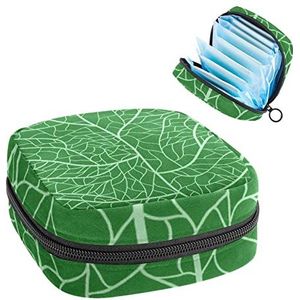 Kleine make-uptas,draagbare make-uptas,groene blad textuur,Travel Makeup Case Organizer for Women with Zipper