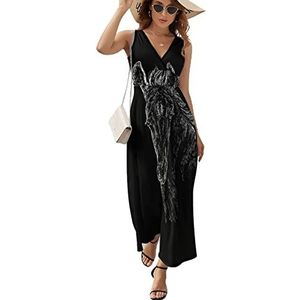 Paardenportret zwarte dames lange jurk mouwloze maxi-jurk zonnejurk strand feestjurken avondjurken XL
