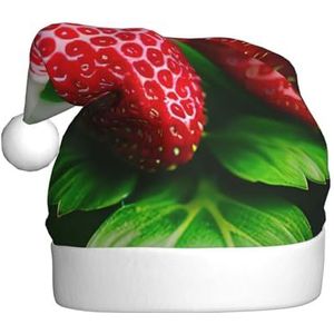 SSIMOO Rode aardbei pluche kerstmuts voor volwassenen, feestelijke feesthoed, ideaal feestaccessoire voor bijeenkomsten
