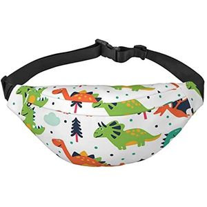 Bruine Paarden Reizen Running Grote Crossbody Tas Heuptas Mode Leuke Heuptas Outdoor Sport Waistpack, Kleurrijke dinosaurussen, One Size