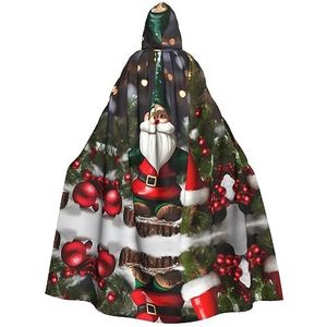 Bxzpzplj Traditionele kerstkabouters mantel met capuchon voor mannen en vrouwen, volledige lengte Halloween maskerade cape kostuum, 185 cm