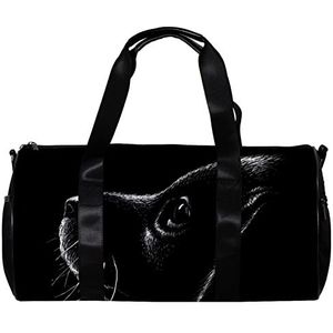 Ronde Gym Sport Duffel Bag met Afneembare Schouderriem Zwarte Hond Training Handtas Nachttas voor Vrouwen en Mannen, Meerkleurig, 45x23x23cm/17.7x9x9in