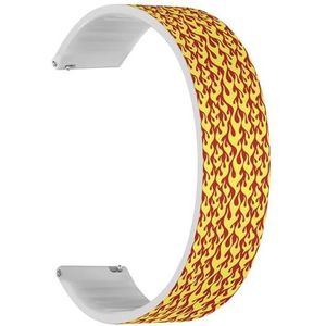RYANUKA Solo Loop band compatibel met Ticwatch Pro 3 Ultra GPS/Pro 3 GPS/Pro 4G LTE / E2 / S2 (Yellow Fire Flames On Red) Quick-Release 22 mm rekbare siliconen band band accessoire, Siliconen, Geen