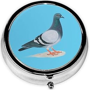 Duif Gedrukt Pil Doos 3 Component Mini Kleine Pil Case Leuke Pil Organizer Draagbare Ronde Pil Container Houder om Vitaminen Medicatie vast te houden