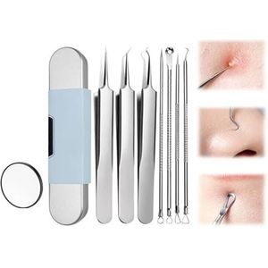 RVS Blackhead Remover Tools Kit, Comedonen Extractor Acne Verwijderingsset, Professionele Blackhead/Whiteheads/Pimples Remover for het Gezicht