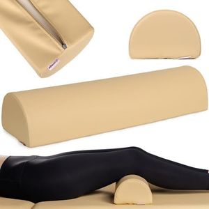 HABYS Opbergrol, halfrond, nekrol, knierol, steunrol, nekkussen, steunkussen voor massage en therapie, MDR-certificering, knie halve rol in maat: (60x18x12, beige)
