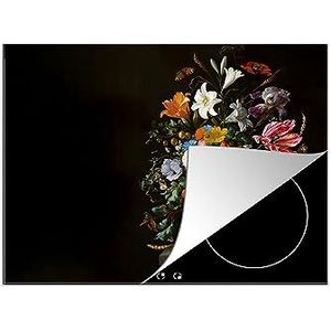 MuchoWow Inductiebeschermer - Inductie mat - Vinyl - Oude meesters - Kunst - Vaas met bloemen - Jan Davidsz de Heem - 60x52 cm - Inductie beschermer