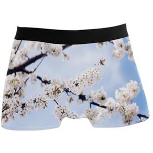 GISPOG Witte Bloemen Heren Boxers Slips Man Ondersteuning Ondergoed Stretch Low Rise Boxer Korte Trunks, 1 kleur, L