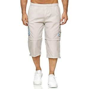 Heren Cargo Shorts Korte Bermuda Zip Broek 2 Draagopties Verstelbare Beenslengte H2261, Colour:Grey, Size:XXL