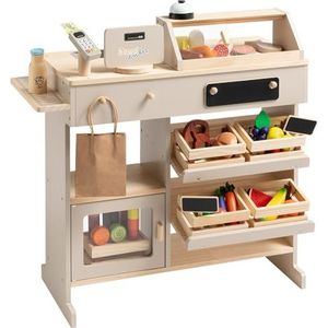 Howa - Speelgoedwinkel - Natuur/beige - Houten - Inclusief 40-delige Accessoireset