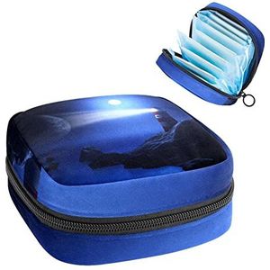 Maandverband Opbergtas,Draagbare maandverband Opbergzak,Nautische vuurtoren Cove, Meerkleurig, 4.7x6.6x6.6 in/12x17x17 cm