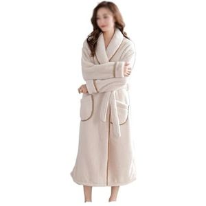SDFGH Dikke en lange nachtjapon Dames winterflanel pluche warme badjas nachtjapon herfst en winter (Color : D, Size : XXL)