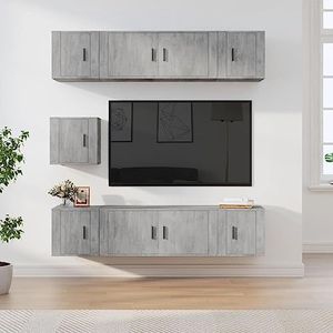 CBLDF Meubels-sets-7-delige tv-kast set beton grijs ontworpen hout