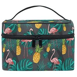 Ananas tropische flamingo vogel make-up tas voor vrouwen cosmetische tassen toilettas trein koffer