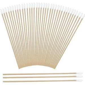 Wattenstaafjes, 200 stuks, lange houten handgreep, wattendragers, 15 cm, reinigingsstaafjes voor camera, toetsenbord, make-up, polijsten en reiniging