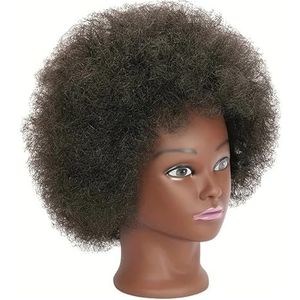Afrikaans mannequinhoofd met 100% mensenhaar, krullend haar schoonheid displaystandaard oefenvlechten haarstyling