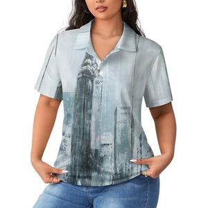 Urban Wood Panel Painting Dames Poloshirts met korte mouwen Casual T-shirts met kraag Golf Shirts Sport Blouses Tops XL