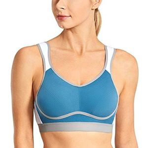 SYROKAN - High Impact Support Wirefree Bounce Control Plus-maten Workout-sportbeha Voor Dames Pauw blauw 75C