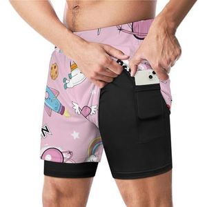 Ruimte Dieren Ruimte Objecten Grappige Zwembroek met Compressie Liner & Pocket Voor Mannen Board Zwemmen Sport Shorts