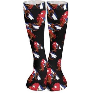 Afro Vrouwen Zwart Cubana Cubaanse Knie Hoge Sokken Print Lange Kousen Buis Sokken Over De Knie Sokken Casual Strakke Hoge Kousen Boot 40Cm