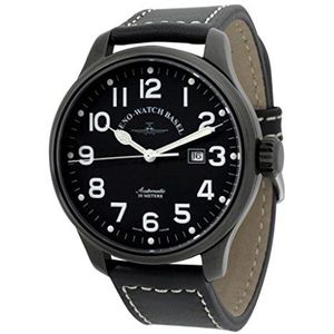 Zeno-Watch Mens Horloge - Oversized Pilot zwart - 8554-bk-a1