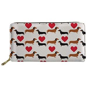SENATIVE Vrouwen Lange Slanke Purse Mode Muti-Card Clutch Bag Pecfect Gift voor Lover, Dachshund (bruin) - 20201008-65