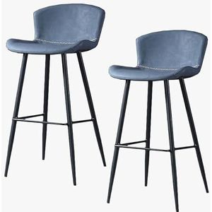 Barkruk Barkruk Counter Hoogte Barkrukken Faux Lederen Barkrukken Set van 2, retro metalen eetkamerstoelen met rugleuning Indoor Keuken, stedelijke industriële tegenstoelen