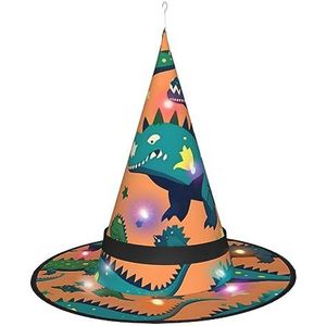 SSIMOO Dinosaurus Halloween heksenhoed voor dames - led-lichtgevende pet - ideaal voor feesten en rollenspellen