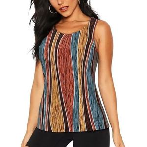 Jkkghll Kleurrijke Strepen 1 Print Zomer Atletische Gym Activiteit Tank Tops Running Wandelen Casual Wear Blijf Koel Droog, Zwart, S